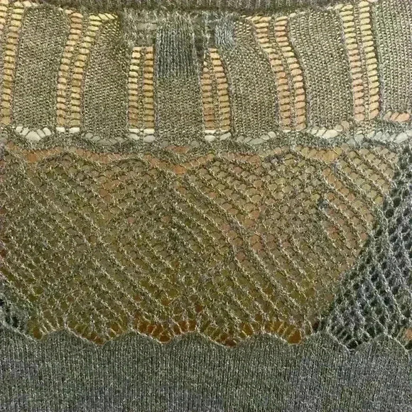 Eddie Bauer Gray Cardigan with Faux Gemstone Buttons and Patterned Top XL - Picture 6 of 11